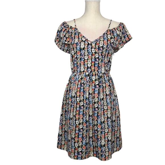 J Crew Mercantile Ditsy Floral Mini Dress V Neck Off The Shoulder Size 4/6 NWT - Picture 5 of 14
